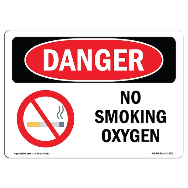 Signmission OSHA Danger Sign, No Smoking Oxygen, 24in X 18in Aluminum, 18" W, 24" L, Landscape OS-DS-A-1824-L-1486 - main